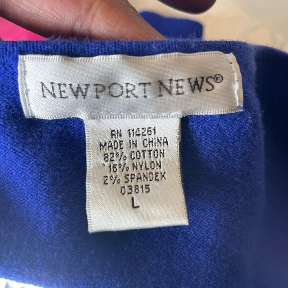 Newport News Women's Cobalt Blue/Black Scoop Neck Tunic Mini Dress Bell Sleeve L - Picture 7 of 8